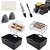 Dual Zone Heißluftfritteusen Zubehör Set für Ninja Dual AF300EU AF400EU,Silikonform Zubehör für Heißluftfritteuse,Dual Körbe Airfryer Accessories 7,6L-9,5L
