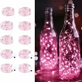 Maxee 10 Stück 2M Rosa LED Lichterkette Batterie, Wasserdicht für DIY, Party, Stimmung Lichter, Weihnachtsdeko, Innen- und Außenbereich Deko, 4 Stück Quadratische + 6 Stück Flache Lichterkette-1