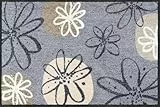 Erwin Müller Fußmatte Koblenz, Schmutzfangmatte, Fußabtreter rutschhemmend, Blumenmotiv grau/braun Größe 60x85 cm - robust, langlebig, pflegeleicht, für Fußbodenheizung geeignet
