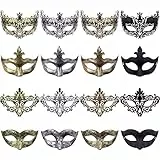 FEQO 16 Stück Venezianische Maskerade Maske Damen und Herren Vintage Antike Masken Augenmaske Retro Maskerade Masken für Karnevals Halloween Party