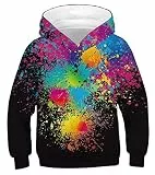 GLUDEAR Jungen Mädchen 3D-Druck Grafik Sweatshirts Langarm Pullover Hoodies, Spritztinte, 8-11 Jahre