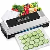 Bonsenkitchen Vakuumiergerät, Vakuumierer Folienschweißgerät für Sous Vide Kochen und Lebensmittel Bleiben bis zu 6x Länger Frisch, Vakuumbeutel Inklusive, VS2100 (Sliber)