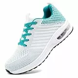 ASOCO DREAM Laufschuhe für Herren, Luftpolster, athletische Sneaker, leicht, atmungsaktiv, Walking, Sport, Tennisschuhe, Weißer Türkis, 43.5 EU