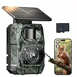 WLAN Wildkamera mit Handyübertragung App, Solar Wildtierkamera mit Nachtsicht Bewegungsmelder, 5200 mAh Akku, 0,1s schnelle Reaktion, IP66 Wasserdicht für Naturbeobachtung, Jagd