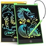 LCD Schreibtafel 2 Pack, 8.5 Zoll Tablet für Kinder und Erwachsene, Löschbarer, Wiederverwendbarer Schreib-Zeichenblock, mit Abschließbar Löschen-Taste (Gelb+Grün)