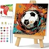 Daisen Art Malen Nach Zahlen ab 7 Jahren Junge Rahmen und Box Football Paint by Numbers Fußball Malen Nach Zahlen Erwachsene für Kinder Jahre Als Geschenk Dekoration für zu Hause 20x20cm