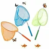 Schmetterling Net Kinder, 3 Stück Teleskop Kescher Kinder, Ausziehbar Klein Schmetterlingsnetz Ideal zum Fangen von Insekten Bugs Angeln Garten Pool Outdoor Fischernetz