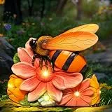 Linkax Solar-Gartenornamente für den Außenbereich, Honigbienen-Statue, Gartenlicht, einzigartiges Geschenk für Ruhestand Geburtstag, Ostern, Geschenke für Frauen, Oma, Gartengeschenke