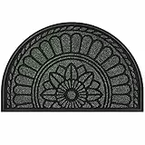 Mibao Fußmatte 45 x 75 cm, rutschfeste Eingangsmatte, strapazierfähige Fußmatte, Schmutzfangmatte mit Gummibeschichtung für den Außenbereich, Grau