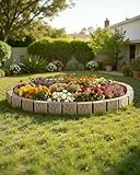 VEVOR Rasenkante in Steinoptik 4er-Set, 1190x100x155 mm, realistische Rasenkante, Beeteinfassung in Ziegelgröße mit Verankerungsspitzen, Beetumrandung für Einfahrten, Gehwege, Beige