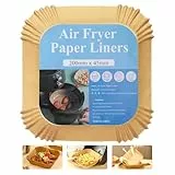 FEHCBIO Quadrat für 4.5L-8L 100 Stück Airfryer Backpapier für Heißluftfritteuse 20-24cm, Antihaft Wasserdicht Ölfest Einwegschalen Pergamentpapier Liner für Ofen,Pfannen,Backen,Bratpfanne,Mikrowelle