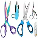 Asdirne Nähbündel, scharfe Edelstahlklinge, bequemer Griff, inklusive Stoffschere, Zackenschere, Stickschere, Fadenschere und Maßband, 5 Stück, tolle Nähpartner