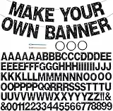 DecoGlee 116-teiliges Buchstaben-Banner zum Selbermachen, glitzernd, schwarz, zum Selbermachen, inklusive 111 Buchstaben und Zahlen, 3 Seilen und 2 Einfädelvorrichtungen, für Geburtstag
