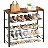 Kitsure Schuhregal mit Holzplatte, platzsparendes Schuhablage aus Hochleistungs Metall, langlebige Aufbewahrung für Kleiderschrank, Eingangsbereich und Flur, 29 x 75 x 63 cm, Vintagebraun