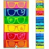 jilda-tex Strandtuch 90x180 cm Badetuch Strandlaken Handtuch 100% Baumwolle Velours Frottier Pflegeleicht (Sunglasses)