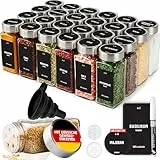 Deco haus® Gewürzgläser eckig luftdicht 24er Set [inkl. Etiketten & Streueinsatz] - Gewürzdosen Set Glas - Gewürzbehälter Spice Jars - Gewürze Aufbewahrung - Gewürz Organizer - Gewürzaufbewahrung
