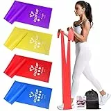 COFOF Fitnessbänder 4er-Set, 1.8M Gymnastikband mit 4 Widerstandsstufen, Fitnessband mit Tragetasche & Übungsanleitung Geliefert Ideal für Yoga, Pilates(Lila, Gelb, Rot, Blau)