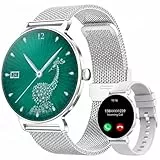 taopodo Smartwatch Damen mit Telefonfunktion, 1,27-Zoll AMOLED-HD Voll-Touchscreen Smartwatch, 120+ Sportmodi, IP68 Wasserdicht Fitness Tracker mit Herzfrequenz, Schlafmonitor für iOS Android, Silber