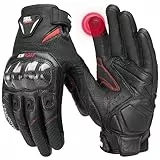 KEMIMOTO Motorrad Handschuhe Herren, Vollfinger Ziegenleder mit rutschfesten Pads, Touchscreen Motorradhandschuhe Leder, Winter Schutzhandschuhe für Motocross, Roller, Moped, Quad, Paitball, ATV