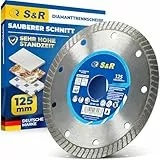 S&R Diamanttrennscheibe Fliesenscheibe, PREMIUM Extra-Clean 125 x 22,23 mm, für Fliesen, Feinsteinzeug, harter Keramik, Granit, Marmor, präzise Schnittkanten, sehr hohe Standzeit