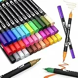 Koilox Pinselstift Set Pinselstiften Aquarellpinsel Brush Pen Set, 36 Farben Pinselstifte mit Zwei Spitzen, Pine Fineliners Filzstifte, Markierungen auf Wasserbasis
