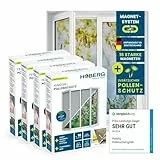 Hoberg Fliegengitter für Fenster mit Pollenschutz | Moskitonetz zuschneidbar bis 150x130 cm | Einfache Montage mit 16 starken Magneten - Insektenschutz ohne Bohren, Schrauben & Klebereste [4 Stück]