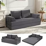 MeMoreCool Boneless Sofa Bett aus Cord – Boden Schlafsofa Convertible Futon mit Kissen, Bequeme Schaumstoff-Matratze, Vielseitige Lounge Cloud Couch für Wohnzimmer & Schlafzimmer, Dunkelgrau
