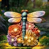 Linkax Solarbetriebene Libellen-Statue für Mütter, Gartenlicht, Outdoor-Ornamente, Geburtstagsgeschenke für Frauen, Oma, Gartendekoration für Terrasse, Balkon, Hof, Rasen, einzigartige Gartengeschenke