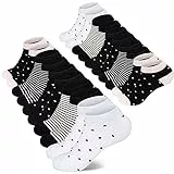 Mowenti Socken Damen 39-42 Sneaker Kurze Baumwollsocken Sportsocken 10 paar Streifen Punkten-8203