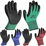 PROGANDA 3 Paar Bunte Gartenhandschuhe Arbeitshandschuhe Sicherheitshanschuhe Superior Griff Beschichtung bequem für Männer Frauen Hof Home Outdoor Auto vielseitig