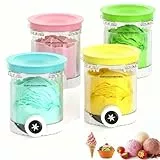 4er-Set Ersatzbehälter für Ninja Creami Swirl NC700 NC701EU Eismaschine (480 ml), Eisbehälter Zubehör BPA-frei & Spülmaschinenfest, mit farbigen Silikondeckeln zur Sortenunterscheidung