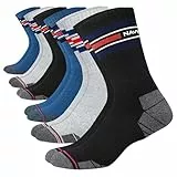 NAVYSPORT 6 Paar Advance-Serie Sportsocken Tennissocken Arbeitssocken Herren & Damen Baumwolle Unisex Crew Socken, (6 Paar) Größe: 43-46, (Schwarz, Grau, Denim Blau)