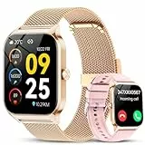 Smartwatch Damen mit Telefonfunktion, 1.85' HD Uhren mit Herzfrequenz SpO2 Schlafmonitor Schrittzähler, 120+ Sportmodi Fitnessuhr, IP68 Fitness Tracker, Smart Watch Kompatibel für Android iOS Rosa