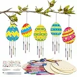 HONMOK 10 Stück Ostereier Windspiel Bastelset Kinder Osterbasteln Holz Ostern Eier Klangspiele zum Basteln und Bemalen Osterei Kreativsets Bastelhandwerk Geschenk für Mädchen Junge Frühling Osterdeko