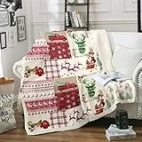 Homewish Weihnachten Decke 229x229 Weihnachtsbaum Hirsch Decken Rot Büffelkaro Karo Fuzzy Decke Weihnachten Schlafzimmer Dekor Winter Urlaub Fleecedecken Schneeflocke Dekor Rot Grün, Multi 11