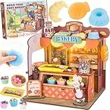 Ltteaoy DIY Book Nook Brothaus Bausatz mit LED Lichtern inklusive Silikon Backset und lufttrocknendem Ton 3D Holzpuzzle kreative Bücherregaldekoration Geschenkidee für Kinder ab 6 Jahren