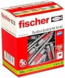 fischer DuoSeal 6 x 38 S, Universaldübel für Nassbereiche (50 Stk.) mit Schrauben, leistungsstarke Dübel, abdichtender Kunststoffdübel zur Befestigung in Feuchträumen, Bad-Dübel gegen Schimmel