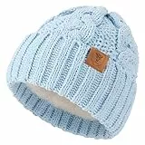 OZERO Damen Mütze Beanie Wintermützen: Schwarz Warme Strickmütze Wollmützen Bommelmütze Winterhaube