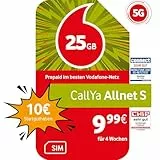 Vodafone Prepaid CallYa S | 25 GB | 10 EUR Guthaben | ohne Vertrag | 5G | Allnet Flat | EU-Roaming | weltweit nutzbar