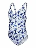 MAMALICIOUS Damen Badeanzug SIGA blau/weiß/hellblau XS