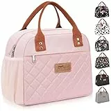 HOMESPON Lunchtasche Lunchbag Kühltasche Lunch Bag Lunchbox Tasche Damen Herren Erwachsene Isoliertasche für Arbeit Büro Picknick (Rosa Seitentasche)
