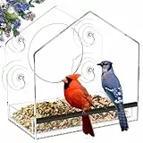 Jarkyfine Fenster Futterhaus für Vögel, Vogelhaus Fensterscheibe mit Saugnäpfen, Groß Vogelfutterhaus Fenster, Futterspender für Wildvögel mit Abnehmbarem Tablett, Window Bird Feeder
