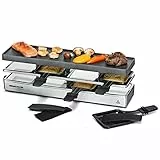 ROMMELSBACHER RC 800 Raclette-Grill fun for 4 (Tischgrill, für 4 Personen, erweiterbar, Parkdeck, Alu-Druckguss-Grillplatte mit Xylan Plus Antihaftbeschichtung, 730 W) silber