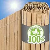 UrFence Balkon Sichtschutz Bambus 120x600 cm - 100% Natur Holz Zaun Bambusstäbe Wetterfest - Bambuszaun Sichtschutzmatte für Balkon Terrasse Gartenzaun - Pergola Windschutz Garten Sichtschutzwand