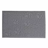 lionto Katzenklomatte aus robustem PVC, 60x90 cm, leicht zu reinigender Vorleger für Katzentoilette mit Anti-Rutsch-Beschichtung, Katzenstreumatte hält die Wohnung sauber, sanft zu Katzenpfoten, grau