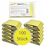 Tiga-Med Rettungsdecke 100 Stück – Thermodecke Gold/Silber 210 × 160 cm – Notfalldecke einzeln verpackt – Großpack für Klinik, Rettungsdienst & Veranstaltungen