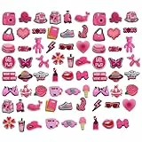 74 Stück Rosa Schuhanstecker Schuhs Anstecker, PVC Schuh Charms für Croc,Schuhanhänger für Clogs,Crocs ZubehöR für MäDchen, Jungen und Erwachsene