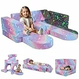 MeMoreCool Spielsofa Schlafsofa Kinder, Schaumstoff Soft Bausteine Couch, Fancy Spielsofa einen aufregenden Indoor-Spielplatz für das Kinderzimmer, Kuschelecke ideal für Kinder, Rainbow