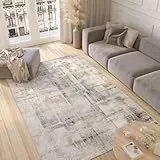 TAPISO Valley Teppich Kurzflor Modern Abstrakt Grau Beige Creme Mehrfarbig Linien Meliert Verwischt Wohnzimmer Schlafzimmer ÖKO-TEX 160 x 220 cm