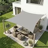 Sekey Sonnensegel Wasserdicht 3x4m Rechteckig, Sonnenschutz hochdichtes PES 160g/m² Wetterfest & Reißfest, Nahtversiegelung (Zuverlässig Dicht) & 95% UV Schutz, für Balkon Terrasse Garten, Hellgrau